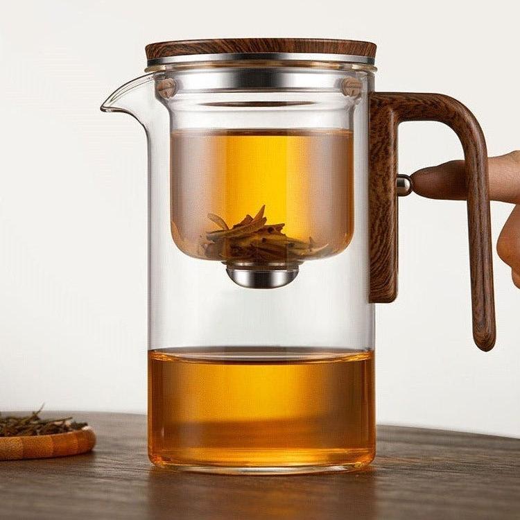 BowLift | Glass Tea Brewer with Filter | Borosilicate Glass | Wooden Handle | 520ml / 720ml