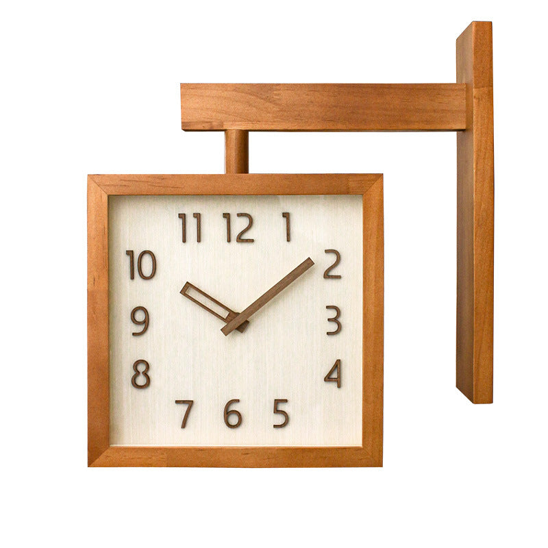 BowLift | Wall-Corner-Two-Sided Wood-Analog-Clock