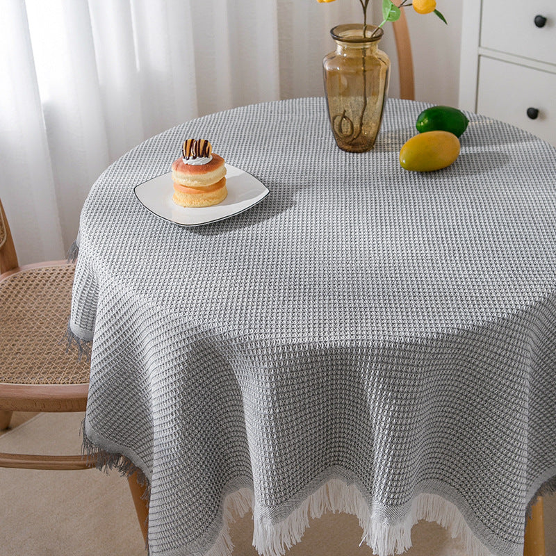 BowLift | Waffle Modern Tablecloth, Knitted Fabric Lace Coffee Cloth, Round Tablecloth, Rectangular Tablecloth