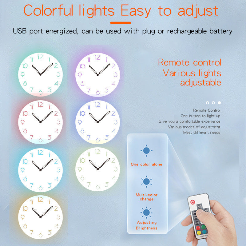 BowLift | Atmospheric LED Light Silent Wall Decor Clock