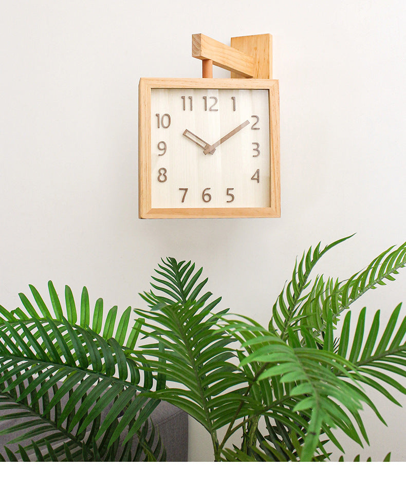 BowLift | Wall-Corner-Two-Sided Wood-Analog-Clock