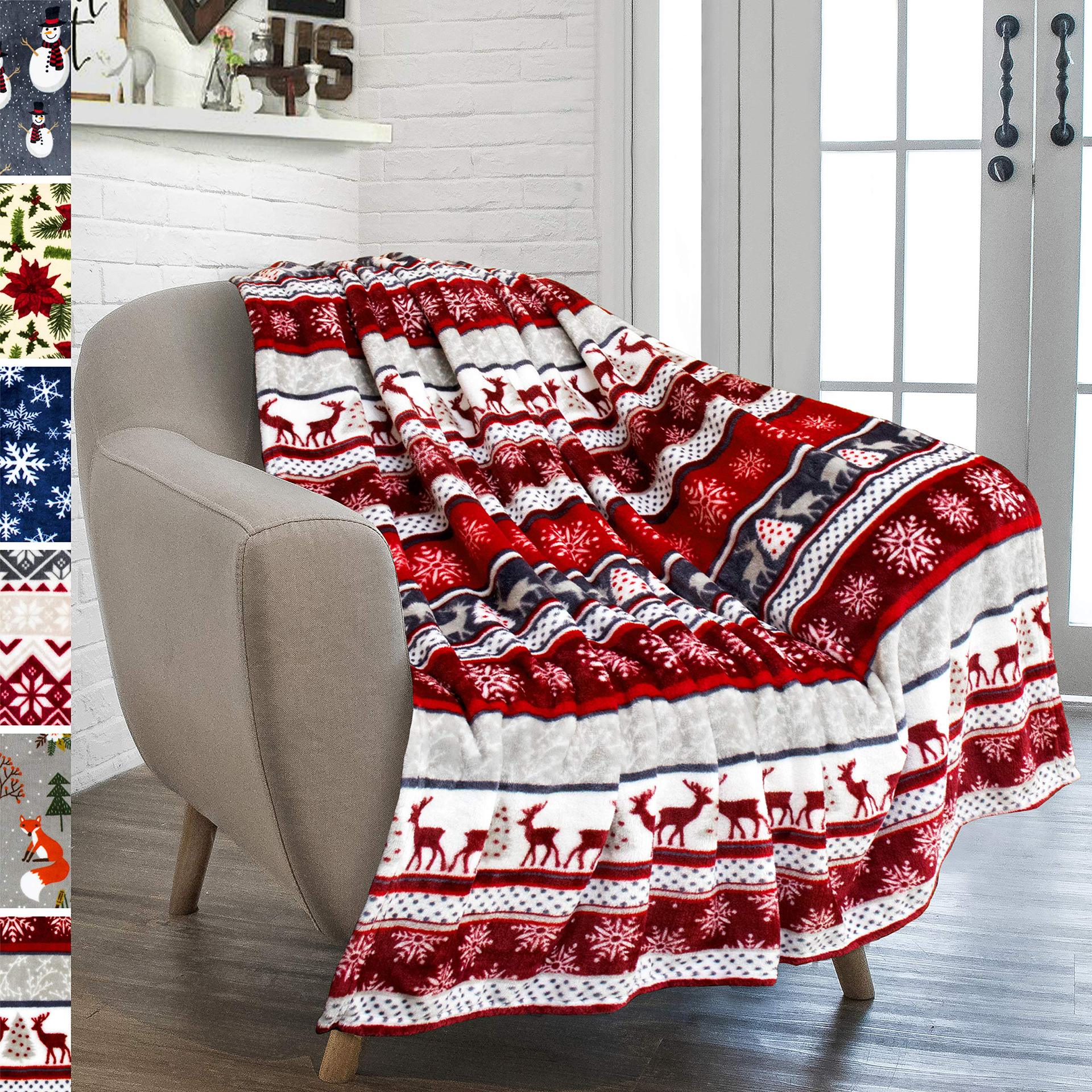BowLift | Christmas Holiday Reindeer Snow Flannel Blanket Warm