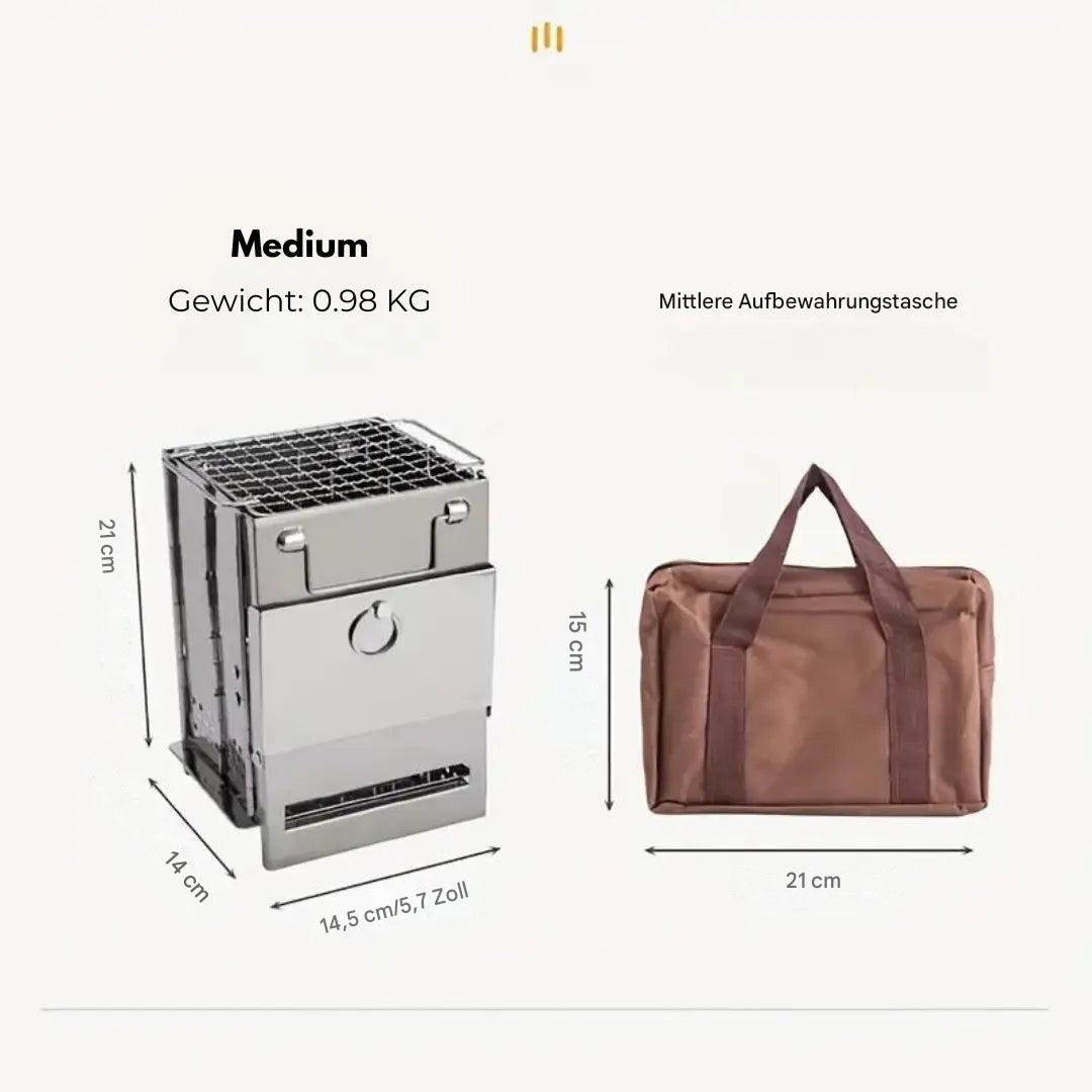 BowLift | FirePower Compact – Foldable Stainless Steel Wood Stove for Outdoor Activities