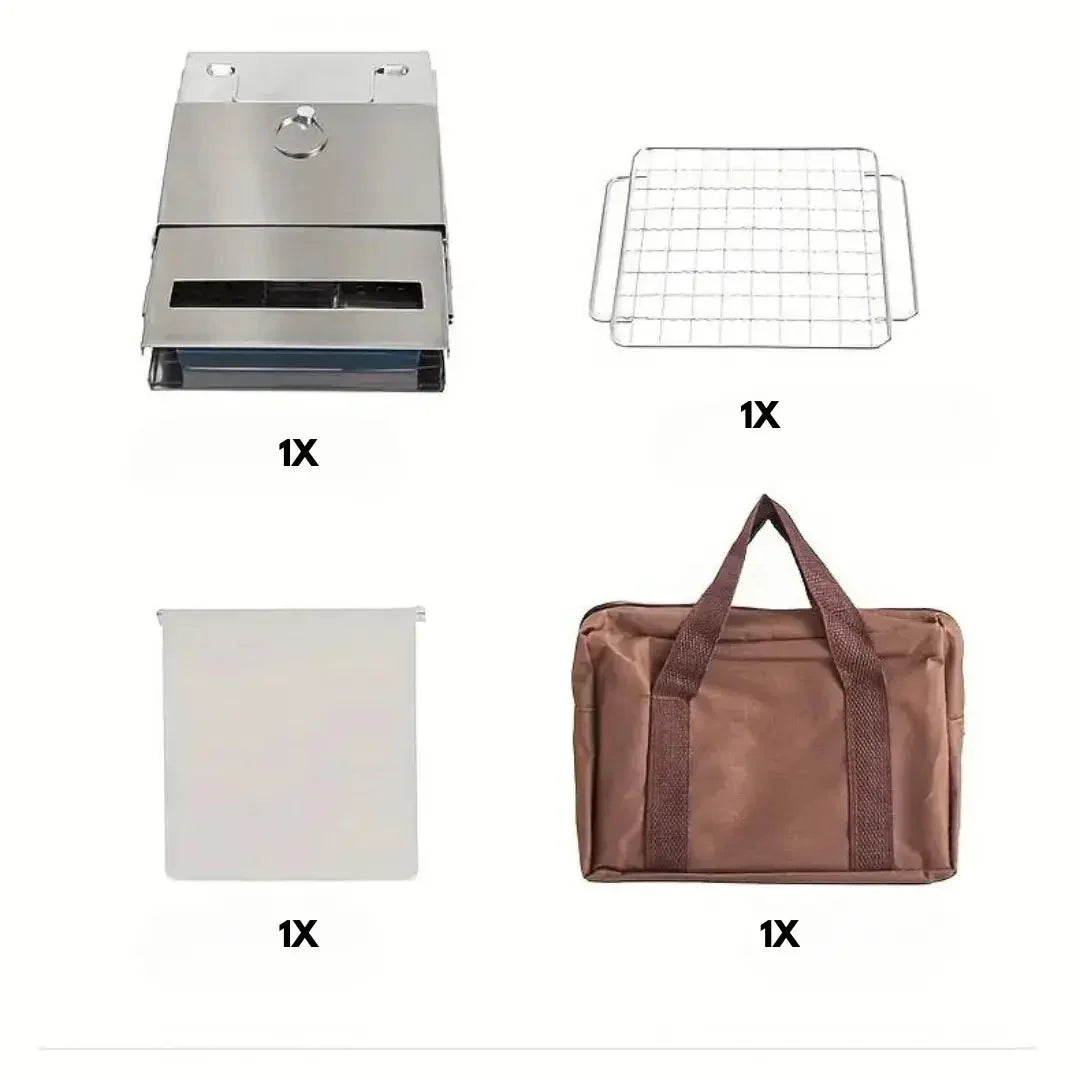 BowLift | Foldable stainless steel wood stove – Portable camping cooker for outdoor cooking