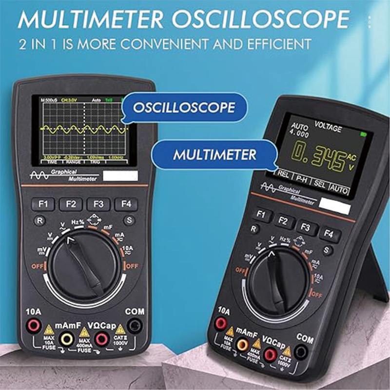 BowLift | 2 in 1 Handheld Oscilloscope Multimeter Professional Oscilloscope Multimeter with 2.5 Msps High Sampling Automatic Waveform Capture Function DC AC Voltagem Current Test