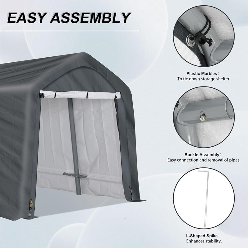 BowLift | Heavy Duty Storage Shed, Portable Shed Carport With Roll-Up Shutter Waterproof And UV Resistant For Motorcycles, Bicycles Or Garden Tools
