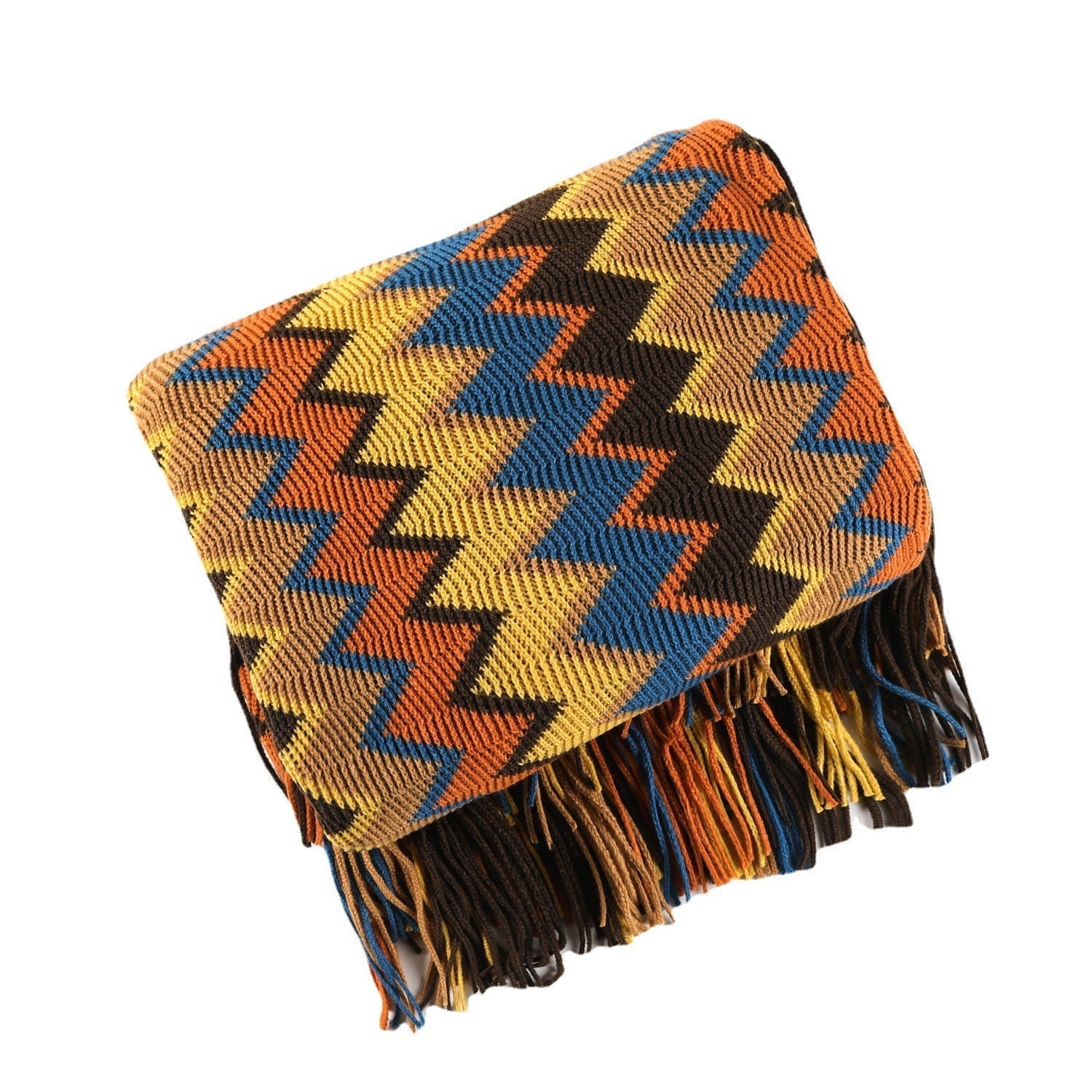 BowLift | Boho Chevron Duvet Cover – Handwoven – With Fringes – Warm Earth Tones