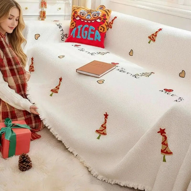 BowLift | Christmas plush sofa blanket with festive tree design and ultra-soft comfort