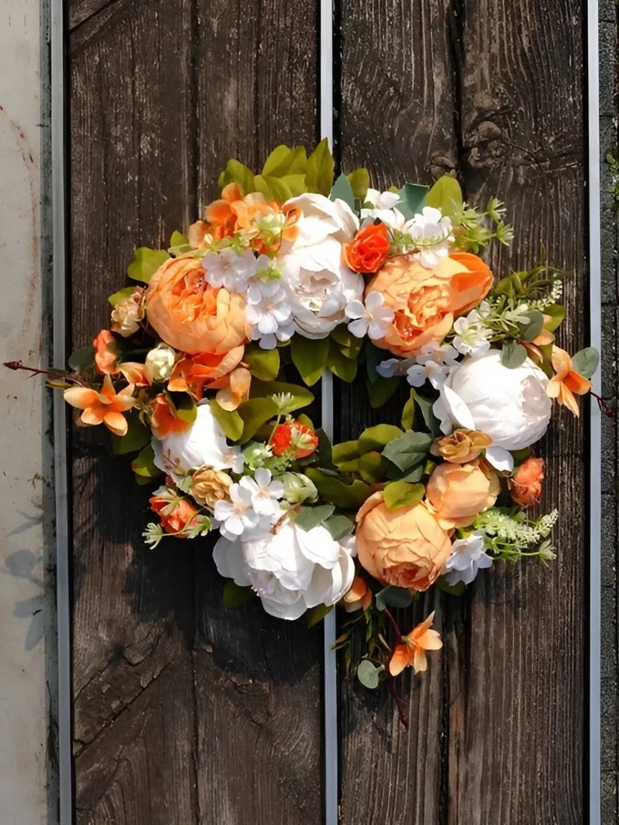 BowLift | AutumnGlow Autumn Wreath - Artificial Wreath with Realistic Peonies for Outdoors