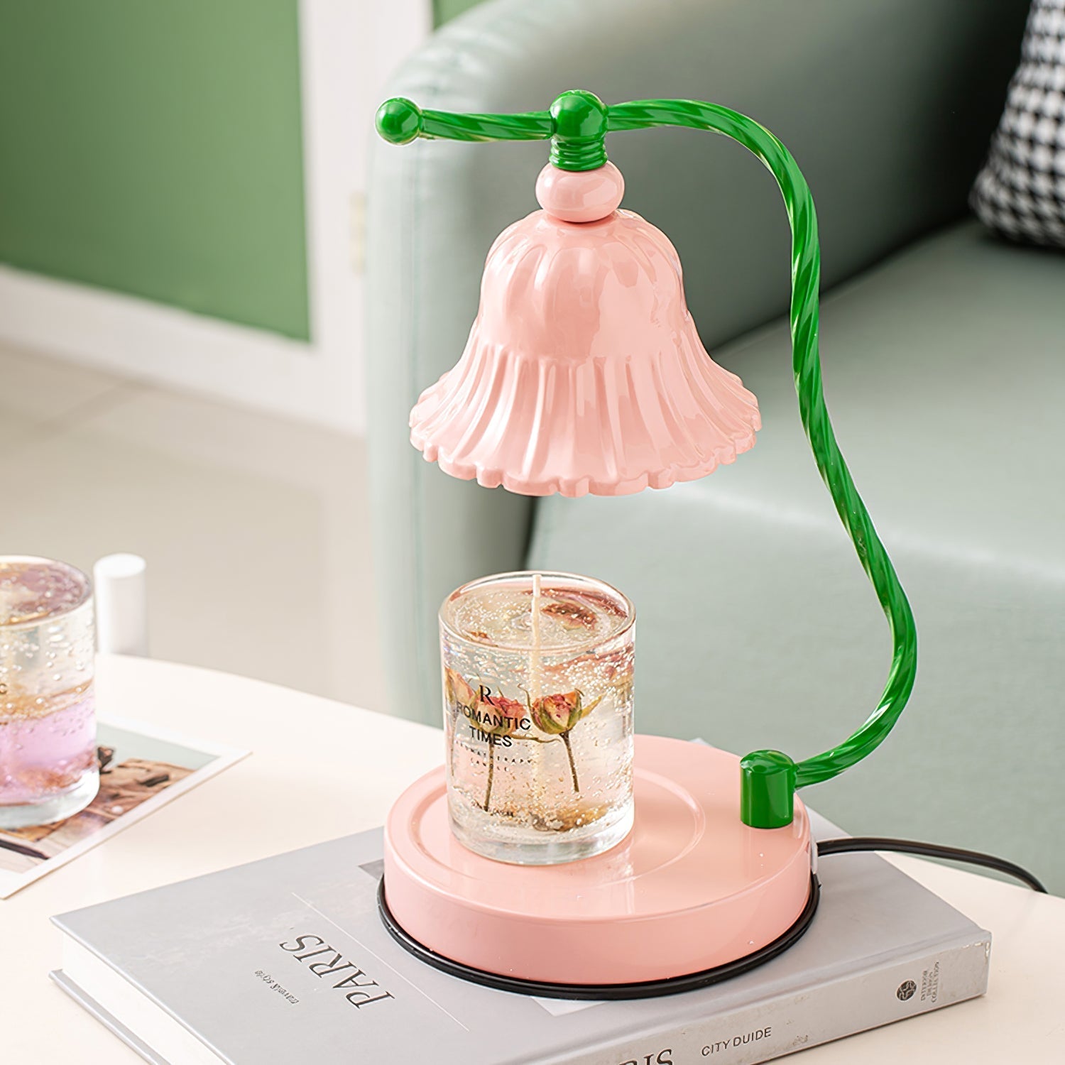 BowLift | BloomAura – Charming Pink Glass Table Lamp