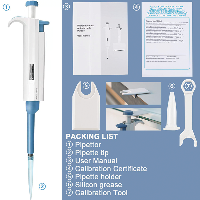 BowLift | Lab Micropipette, 50-200ul, Adjustable Volume Single Channel Pipettors For laboratories, hospitals, medical teaching professionals
