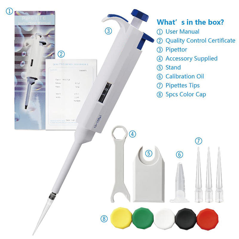 BowLift | Lab Micropipette, 10uL-100uL High-Accurate Single-Channel Manual Adjustable Variable Volume Pipettes