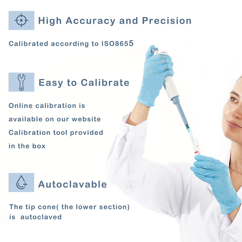 BowLift | Lab Micropipette, 50-200ul, Adjustable Volume Single Channel Pipettors For laboratories, hospitals, medical teaching professionals