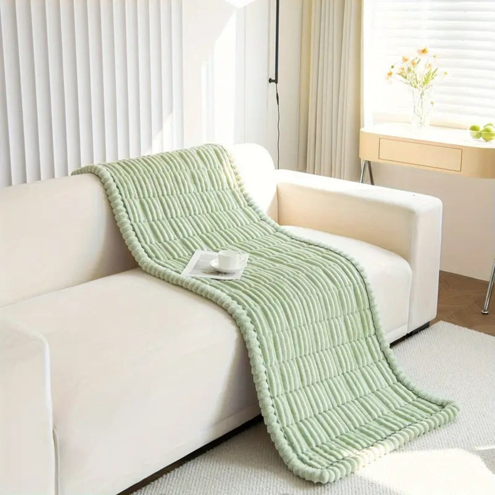 BowLift | Plush Pleated Sofa Cover | Non-Slip Thick Flannel Furniture Protector | Machine Washable Microfiber Couch Shield