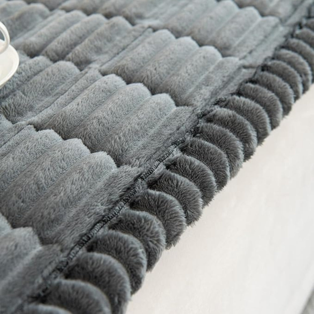 BowLift | Plush Pleated Sofa Cover | Non-Slip Thick Flannel Furniture Protector | Machine Washable Microfiber Couch Shield