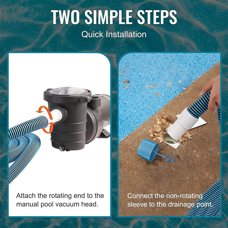 BowLift | Heavy Duty Pool Hose, 1-1/2" x 30', Pool Vacuum Cleaner Hose, Compatible with Above Ground Pools, Inground Pools, Sand Filter Pumps, Pool Pumps, Pool Skimmers, Various Cleaning Products