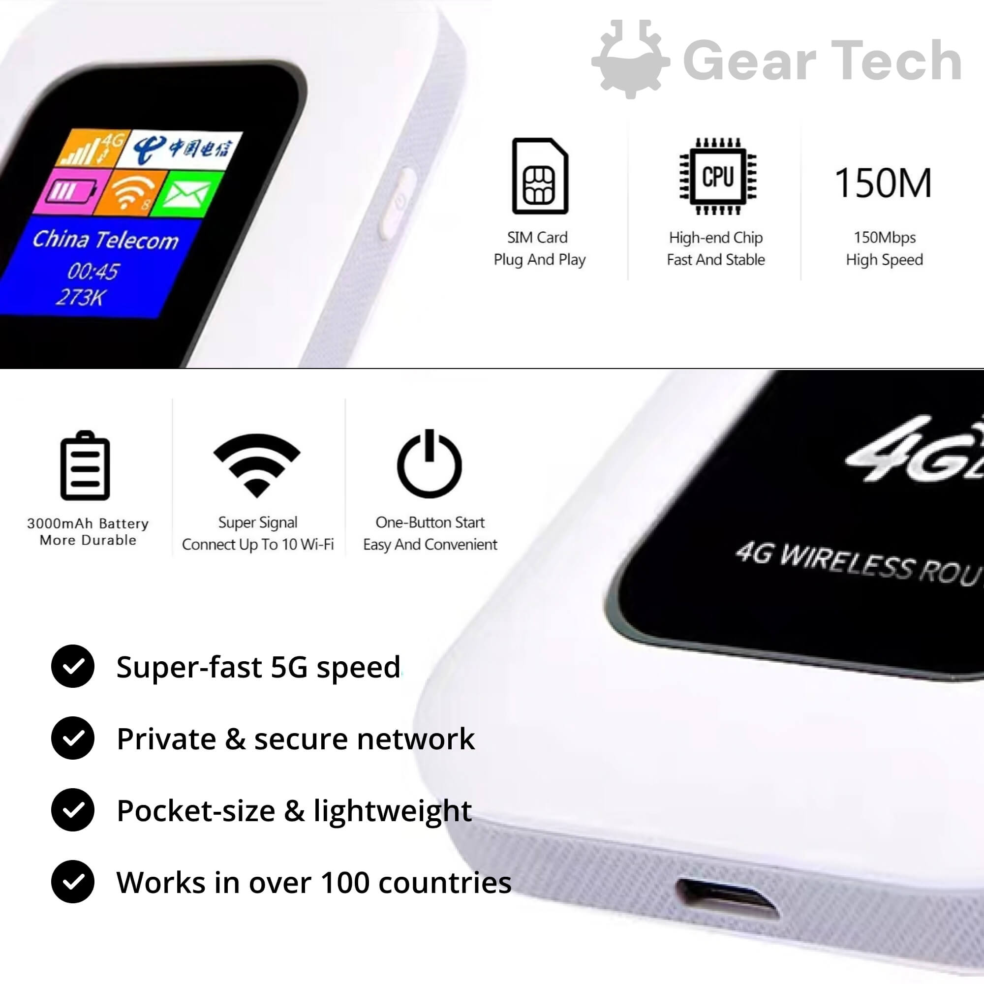 BowLift | Portable 5G Wi-Fi Router | Secure, High-Speed Connection for Travel & Home Use