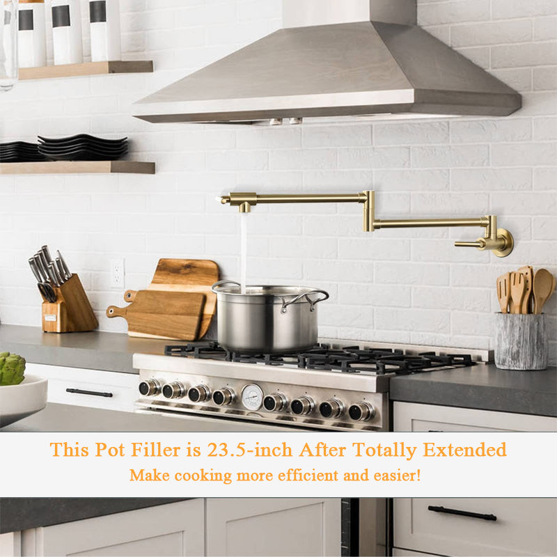 BowLift | Gold Single Cold Kitchen Stove Double Switch Folding Faucet Wall Mounted Swing Faucet