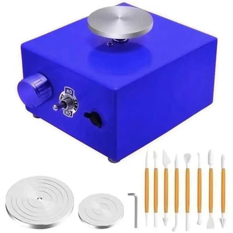 BowLift | Mini 30W Ceramic Wheel Adjustable Speed Clay Machines Electric Sculpting Kits With 3 Turntables Trays