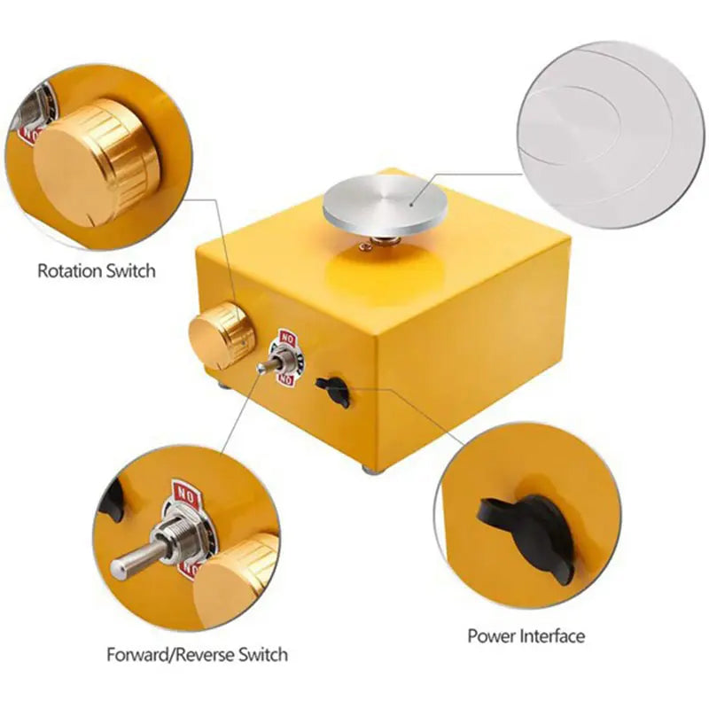 BowLift | Mini 30W Ceramic Wheel Adjustable Speed Clay Machines Electric Sculpting Kits With 3 Turntables Trays