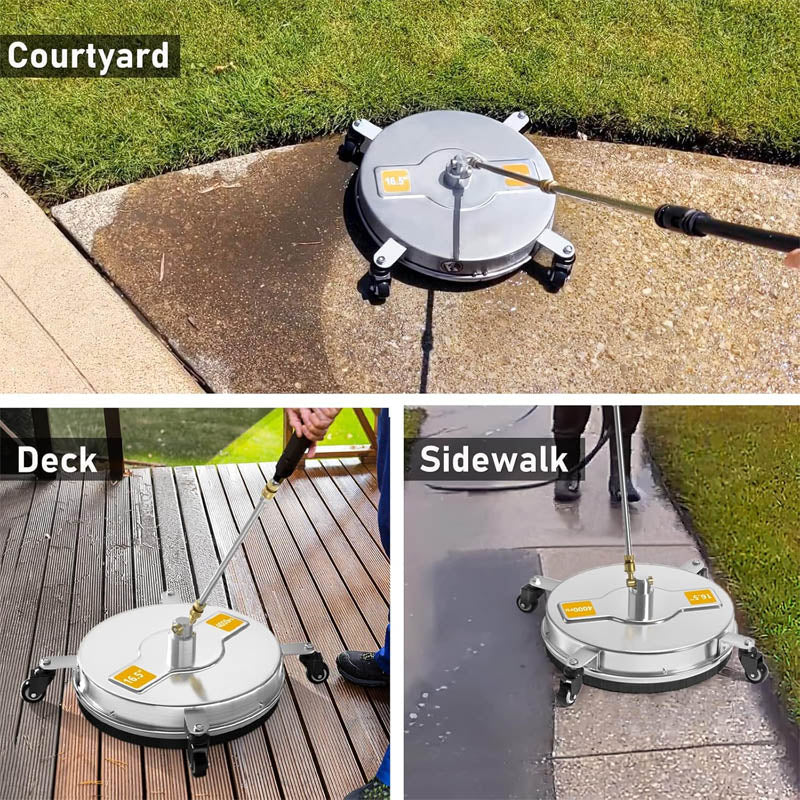 BowLift | 16.5'' Pressure Washer Surface Cleaner with 2 Extension Wand 2 Replacement Nozzles For Floor Driveway
