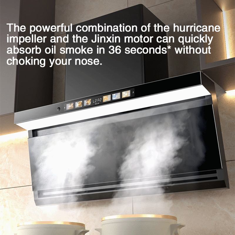 BowLift | Large Long Light 90cm Range Hood Home Kitchen Large Suction New Oil Suction Machine Free Of Disassembly And Washing Top Side Double Suction Range Hood