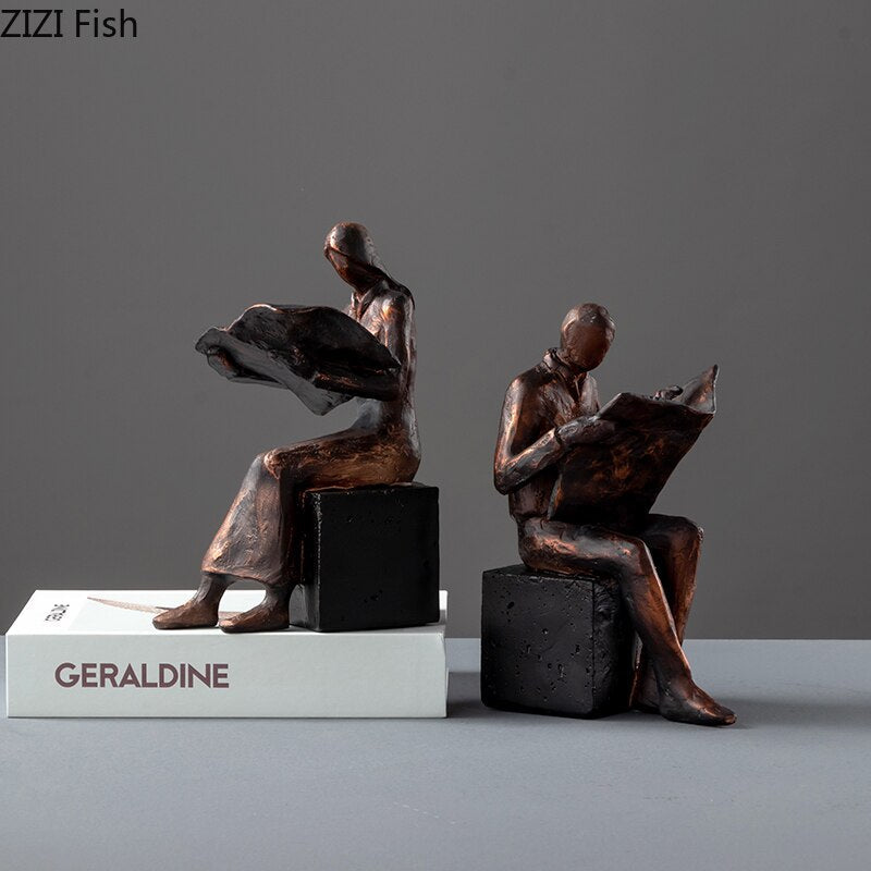 BowLift | Reader Sculpture Book Stand Book Support Abstract Character Resin Statue Desk Decoration Figurines Statuette Nordic Home Décor