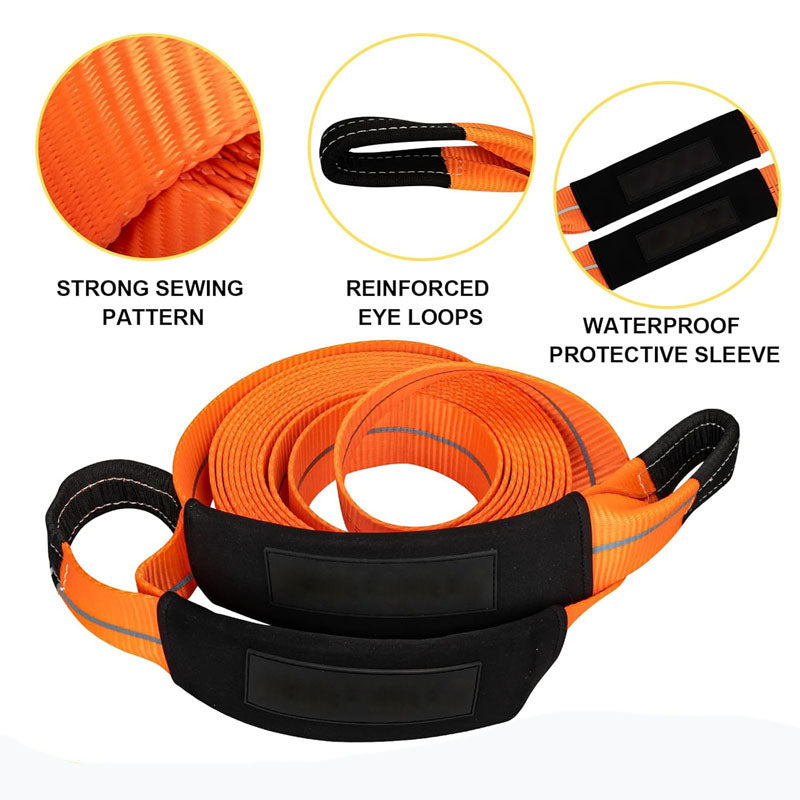 BowLift | 3'' × 30ft Recovery Straps Heavy Duty Recovery Straps Kit 36,000 lb Capacity 4x4 Towing Rope + Heavy Duty 3/4 Shackles (2pcs) + Storage Bag