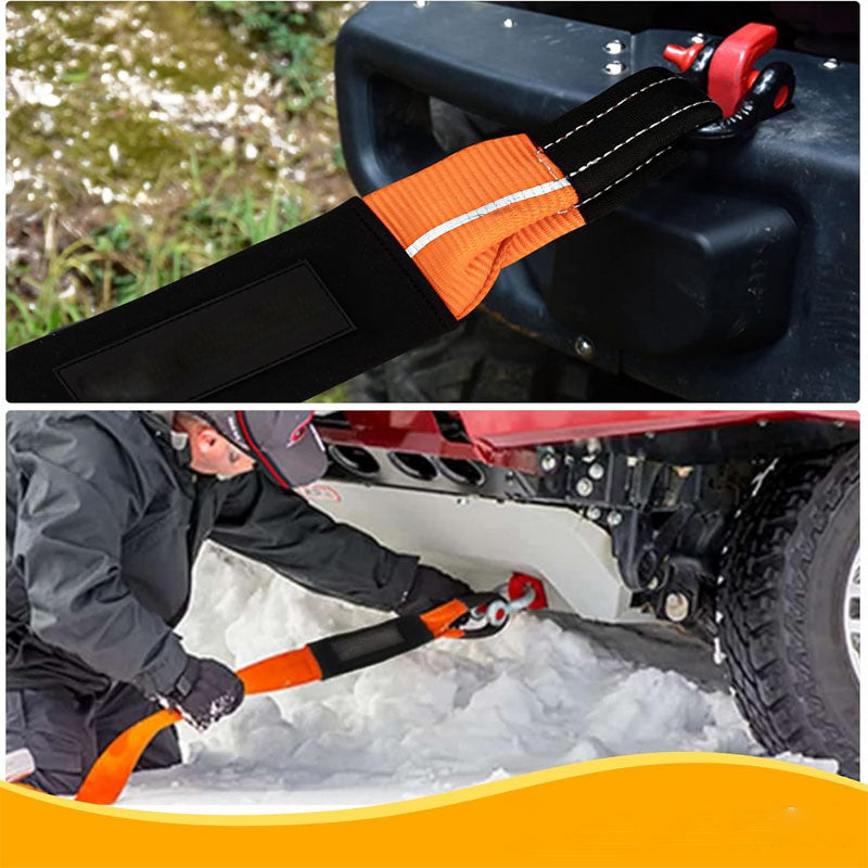BowLift | 3'' × 30ft Recovery Straps Heavy Duty Recovery Straps Kit 36,000 lb Capacity 4x4 Towing Rope + Heavy Duty 3/4 Shackles (2pcs) + Storage Bag