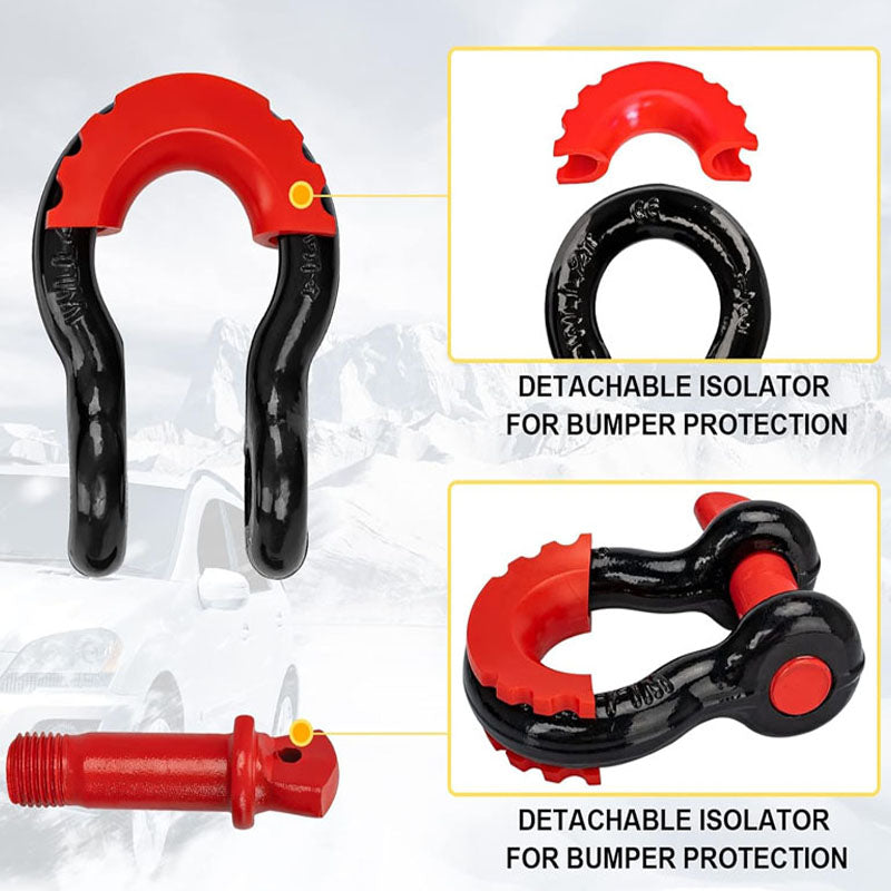 BowLift | 3'' × 30ft Recovery Straps Heavy Duty Recovery Straps Kit 36,000 lb Capacity 4x4 Towing Rope + Heavy Duty 3/4 Shackles (2pcs) + Storage Bag