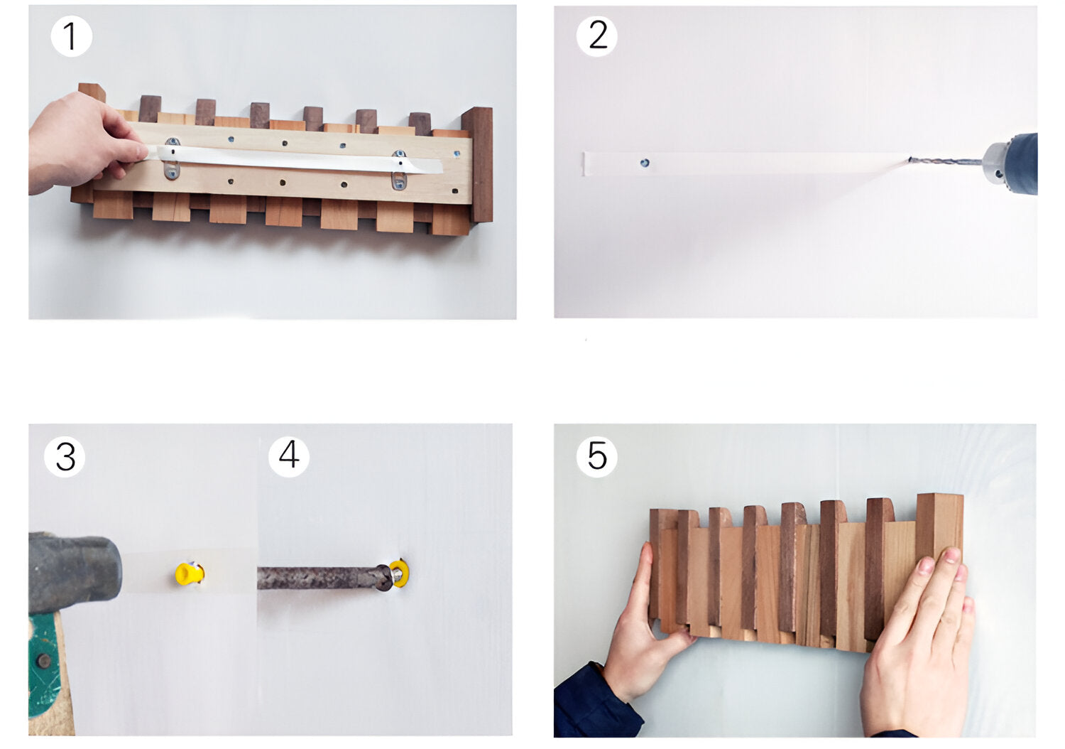 BowLift | RetroHooks - Wooden piano wall shelf with magnetic hooks