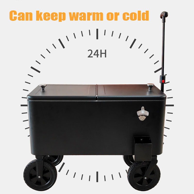 BowLift | Simple Black Insulated Trolley Ice Bucket For Patios, Parties And Pools