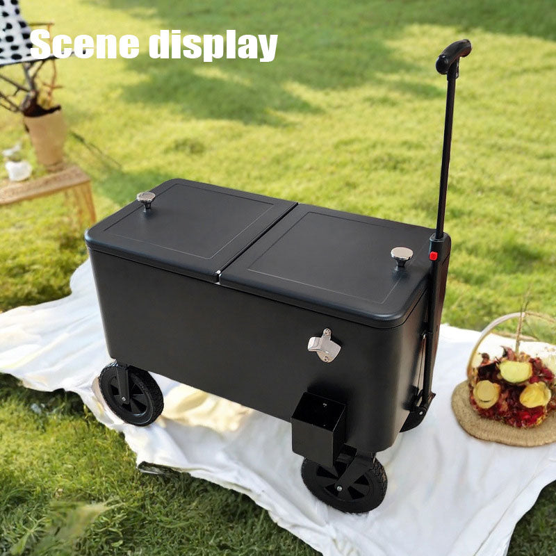 BowLift | Simple Black Insulated Trolley Ice Bucket For Patios, Parties And Pools