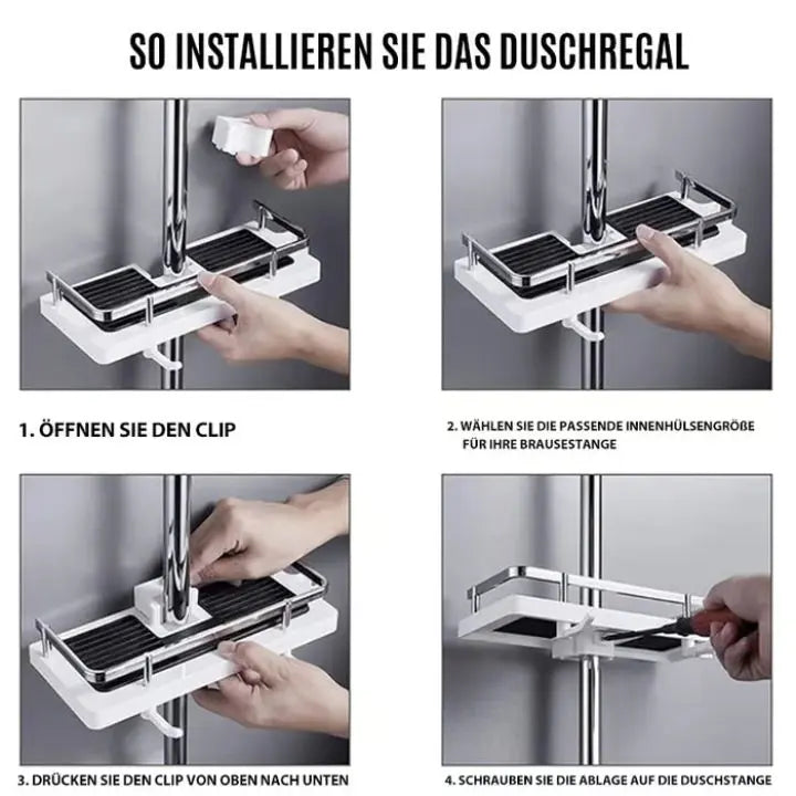 BowLift | Rust-resistant shower shelf - adjustable, drill-free installation