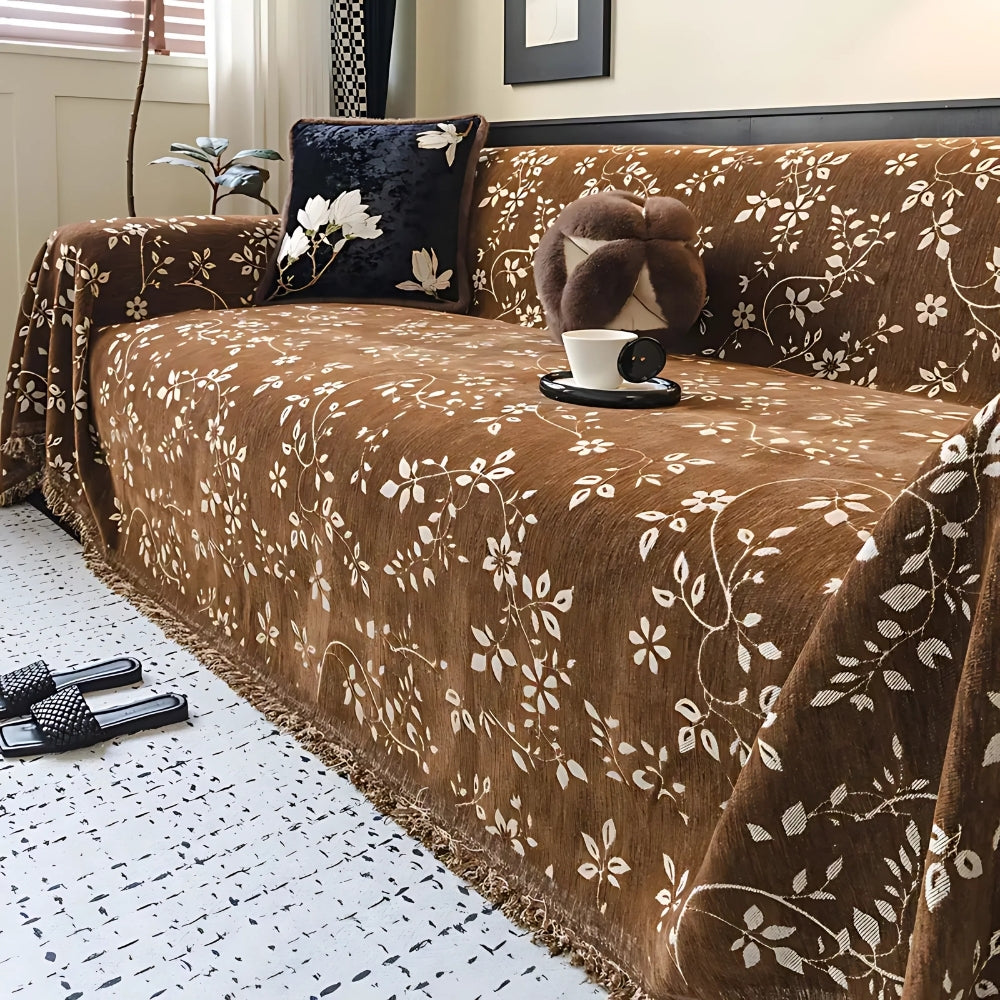 BowLift | Rustic Blossom Ivory Floral Sofa Cover