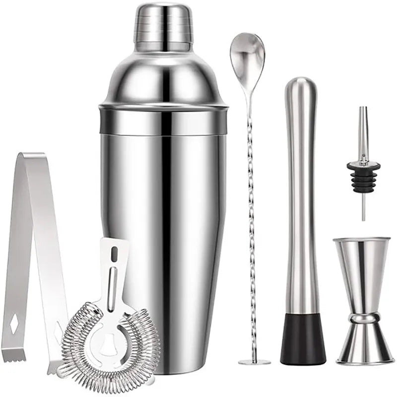 BowLift | 550 ml/750 ml Stainless Steel Cocktail Shaker Mixer Drink Bartender Set Bar Set Tools With Wine Rack Stand Tool for Birthday Gift