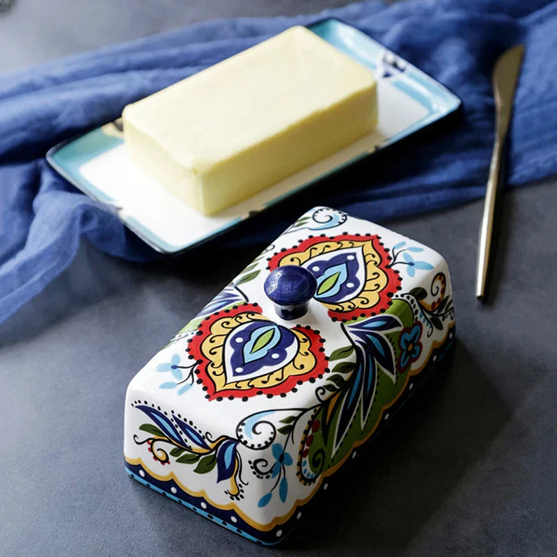 BowLift | Hand-painted Butter Dish in Tuscan Style