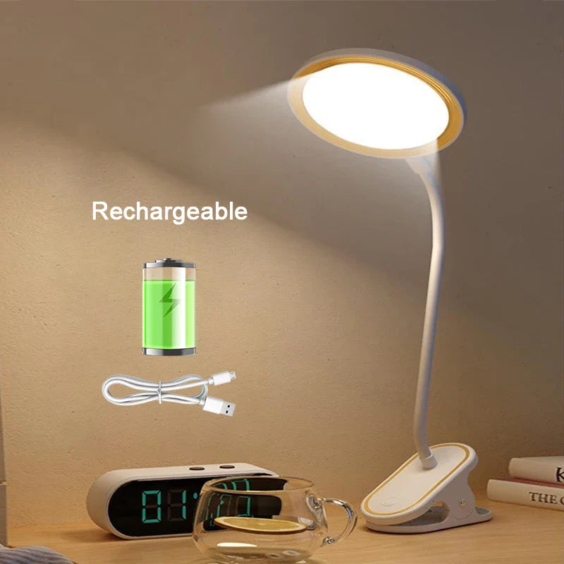 BowLift | ClipLuma LED Table Lamp | USB Rechargeable | 3 Brightness Levels | Eye-Friendly | With Clip Mount