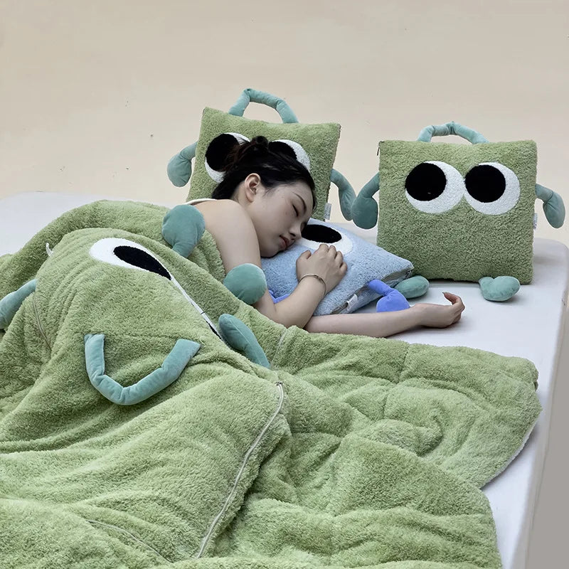 BowLift | Cute Monster Portable Soft Throw Pillow Blanket