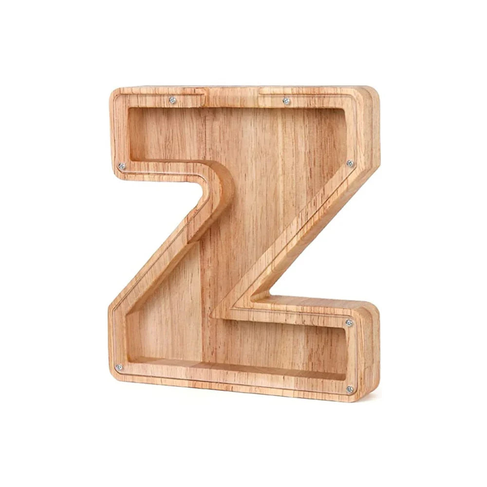 BowLift | Wooden Alphabet Piggy Bank with Transparent Viewing Window for Stylish Saving