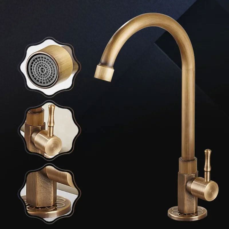 BowLift | Antique Brass Swan Neck Kitchen Faucet
