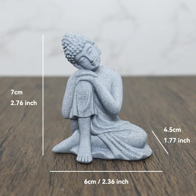 BowLift | Buddha Stone Statue Small Buddhist Monks Tibetan Buddhism Figures Zen Garden Ornament Meditation Home Aquarium Decoration