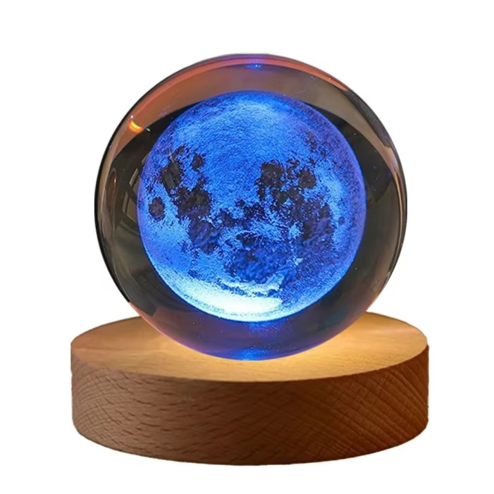 BowLift | 2.36 in RGB Crystal Ball Night Light with Milky Way and Moon - Cosmos-Inspired Bedside Decoration
