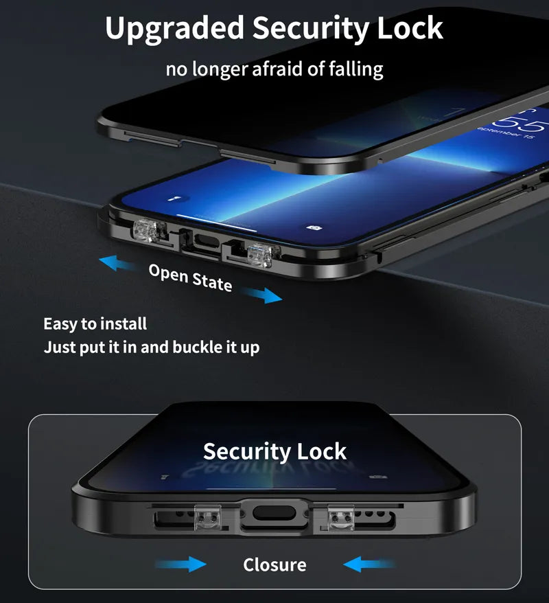 BowLift | Double Sided Magnetic Glass Anti-Peep Mobile Case