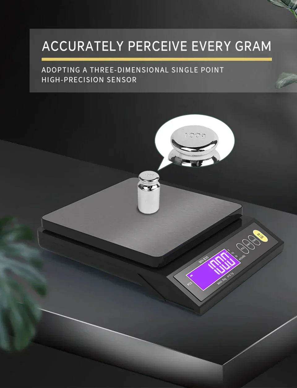 BowLift | 5 kg/0.1 g and 10 kg/1 g digital electronic kitchen scale, LCD display, fully waterproof stainless steel weighing tool for baking
