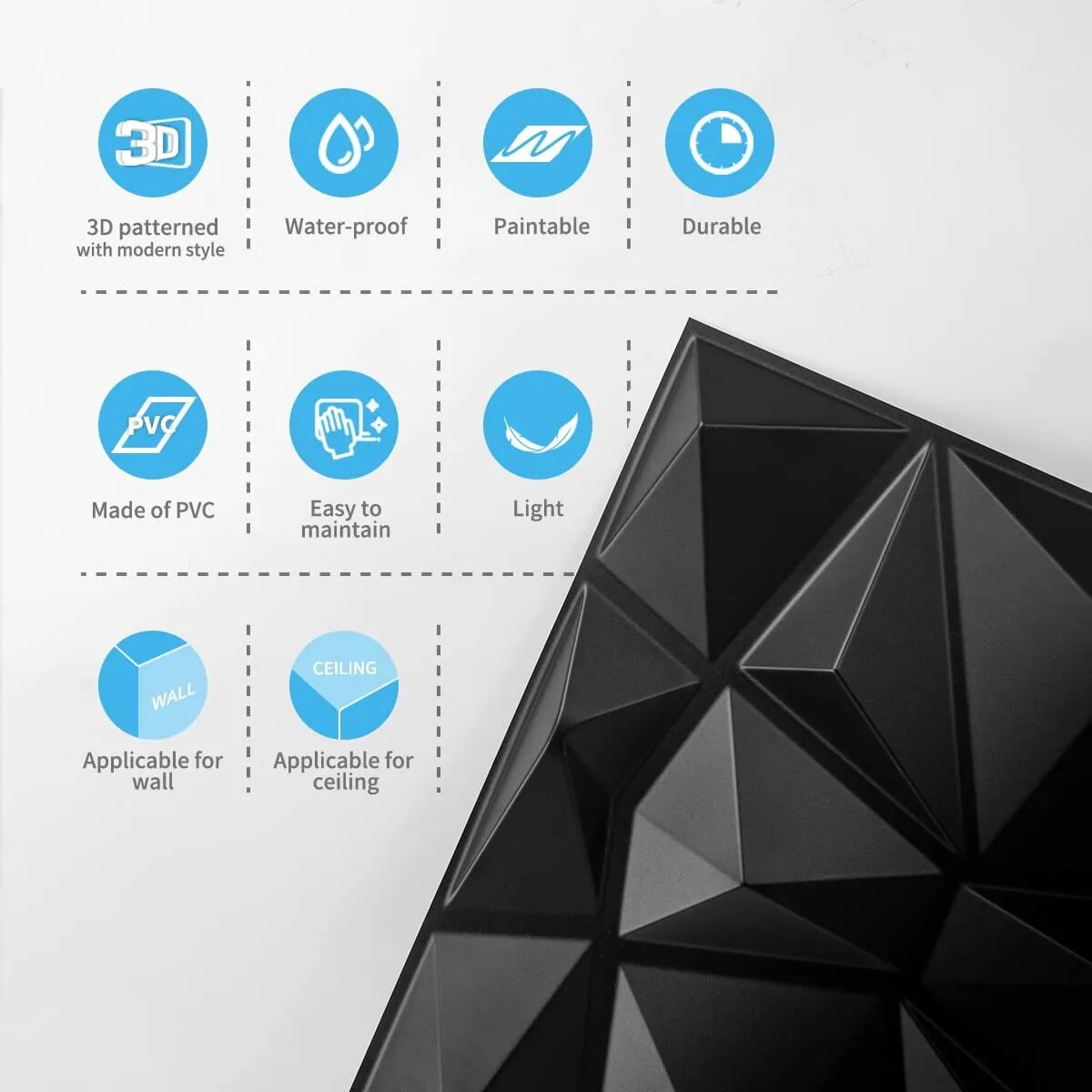 BowLift | 3D Diamond Design Decorative Matt Wall Panel Stickers