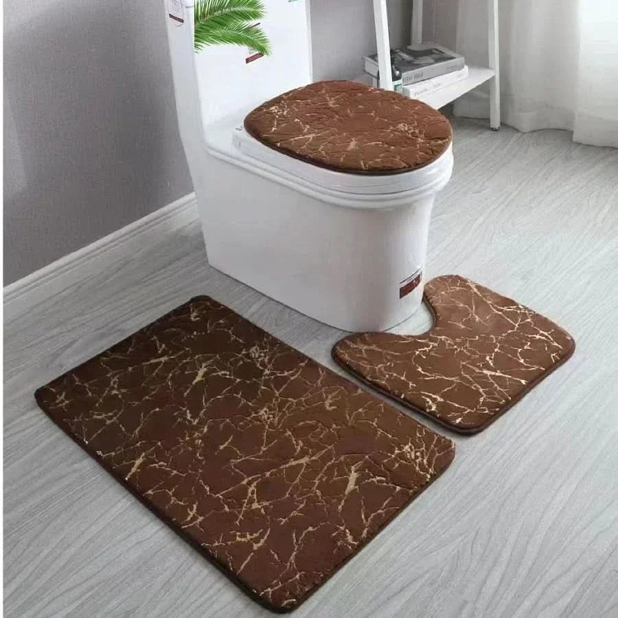 BowLift | Gold Toilet Seat Cover and Bathroom Mat Set Non-Slip
