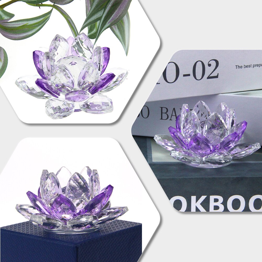 BowLift | Crystal Lotus Flower Craft Glass Paperweight Home Decoration Ornaments Figures Home Wedding Party Decor Gifts Souvenir
