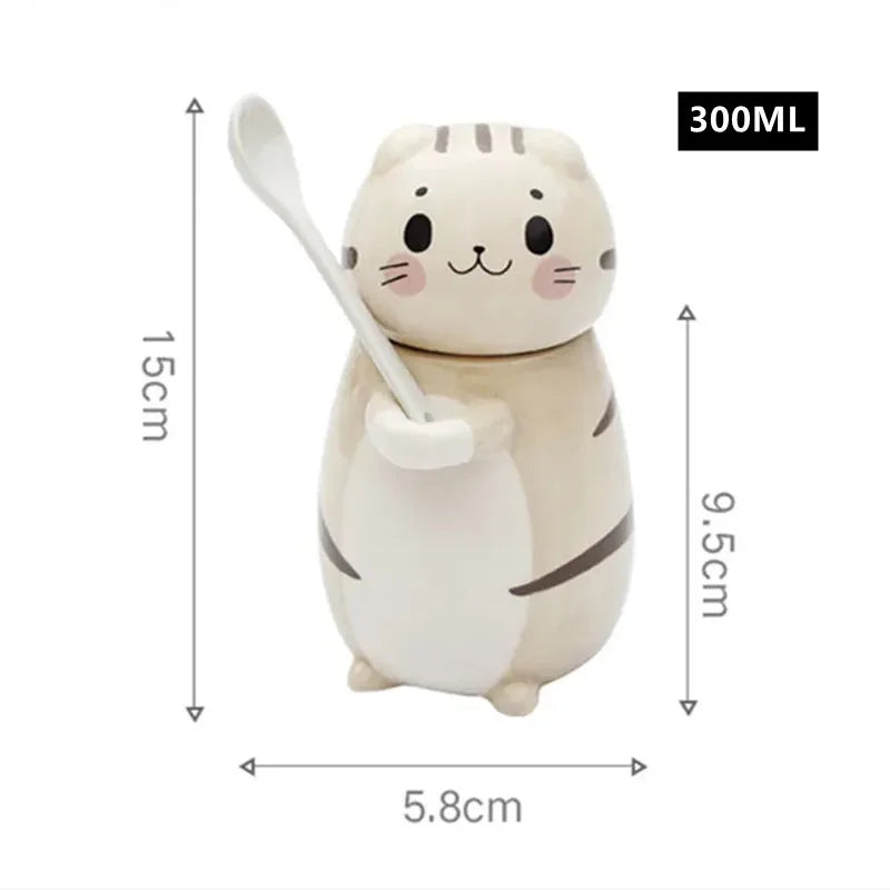 BowLift | Lucky Cat Ceramic Coffee Mug with Spoon