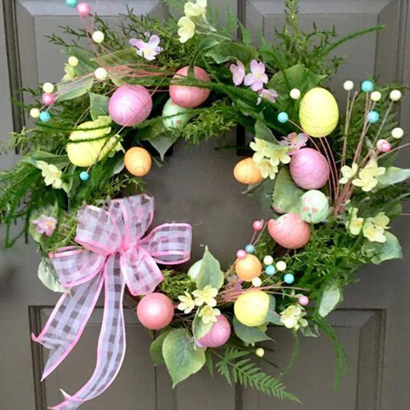 BowLift | 5 Style Bow Ribbon Easter Egg Wreath Easter Egg Garland Door Ornaments Wall Decor Happy Easter 2023 Decor for Home Kids